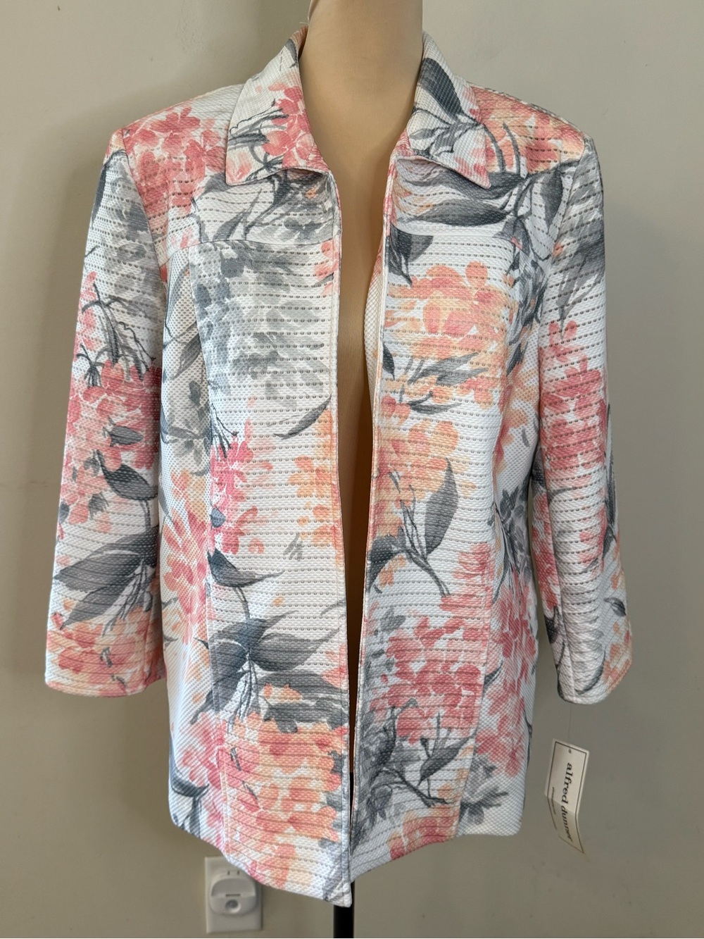 Alfred Dunner floral blazer open front pastel feminine granny SZ 14